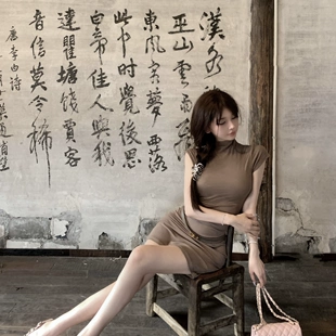纯欲半高领收腰包臀肯豆风连衣裙女夏季 kubiliv 江南美人style