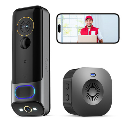 wifi 5MP 2K dual lens camera doorbell human package detected