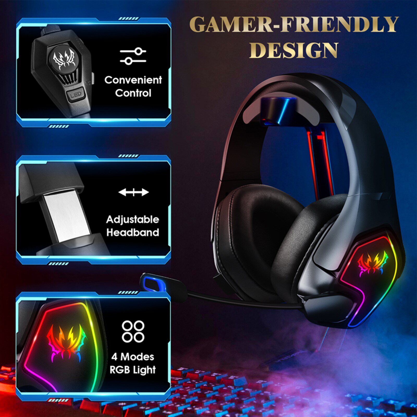 3.5mm Gaming Headset  Headphones for PS5 PS4 Laptop Tablet