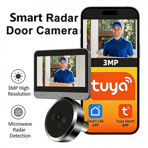 Motion Detect Tuya WiFi Peephole Cat Eye Viewer Door Camera