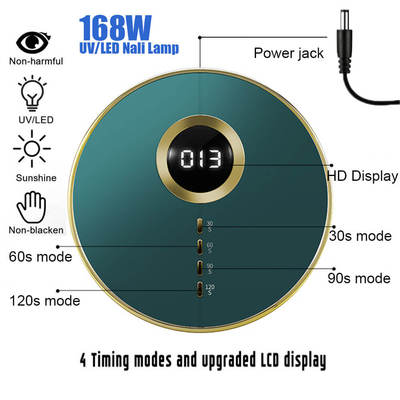 168W LED Nail Drying Lamp Timing Smart With LCD Display Fast