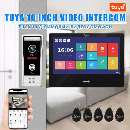 wifi smart doorphone intercom onekey unlock tuya doorbell