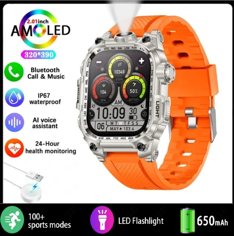 Smart Watch LED Flashlight Bluetooth Call Outdoor SmartWatch