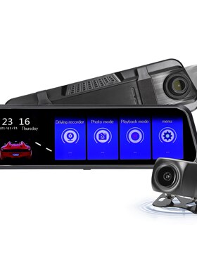 1080P Rear View Dash Cam 9.66 Inch Touchscreen Car DVR Video
