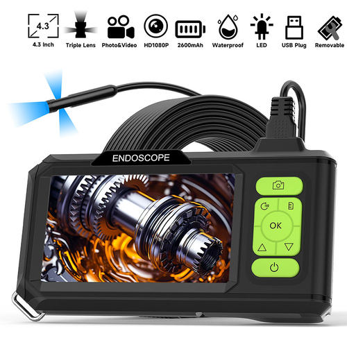 Industrial Endoscope 4.3' Video Camera Inspection Borescope