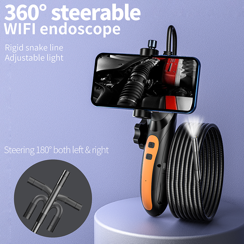 WiFi Endoscope Camera 360° Steering 8mm Snake Tube Cable