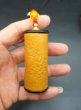 丰一阁精品挂件手把件津门砑花富贵花开本长天然老葫芦筒子鼻烟壶