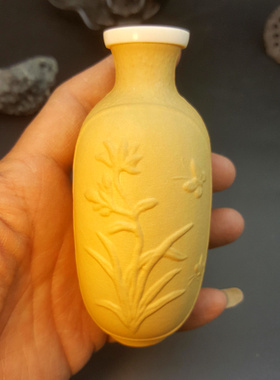 丰一阁精品猛犸口花模蝶恋花圆瓶鼻烟壶瓶摆件葫芦匏器手把件天然