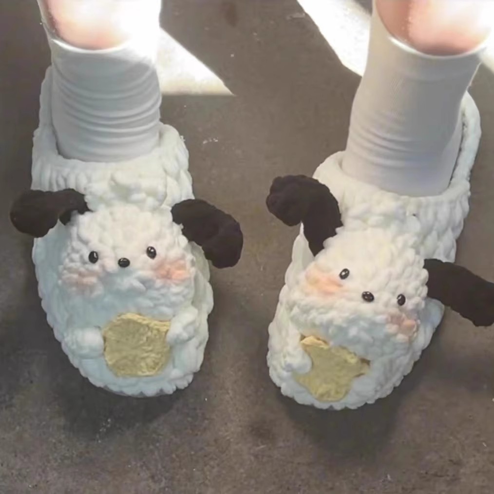 帕恰狗手工编织diy可爱居家拖鞋