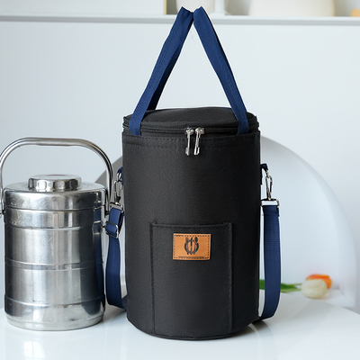 饭袋便当包保温桶袋子学生圆形饭盒袋便当盒饭桶保温袋带饭手提袋