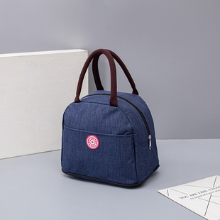 女包防水加厚帆布便当饭盒袋韩版 百搭手提包妈咪包简约牛仔小圆包