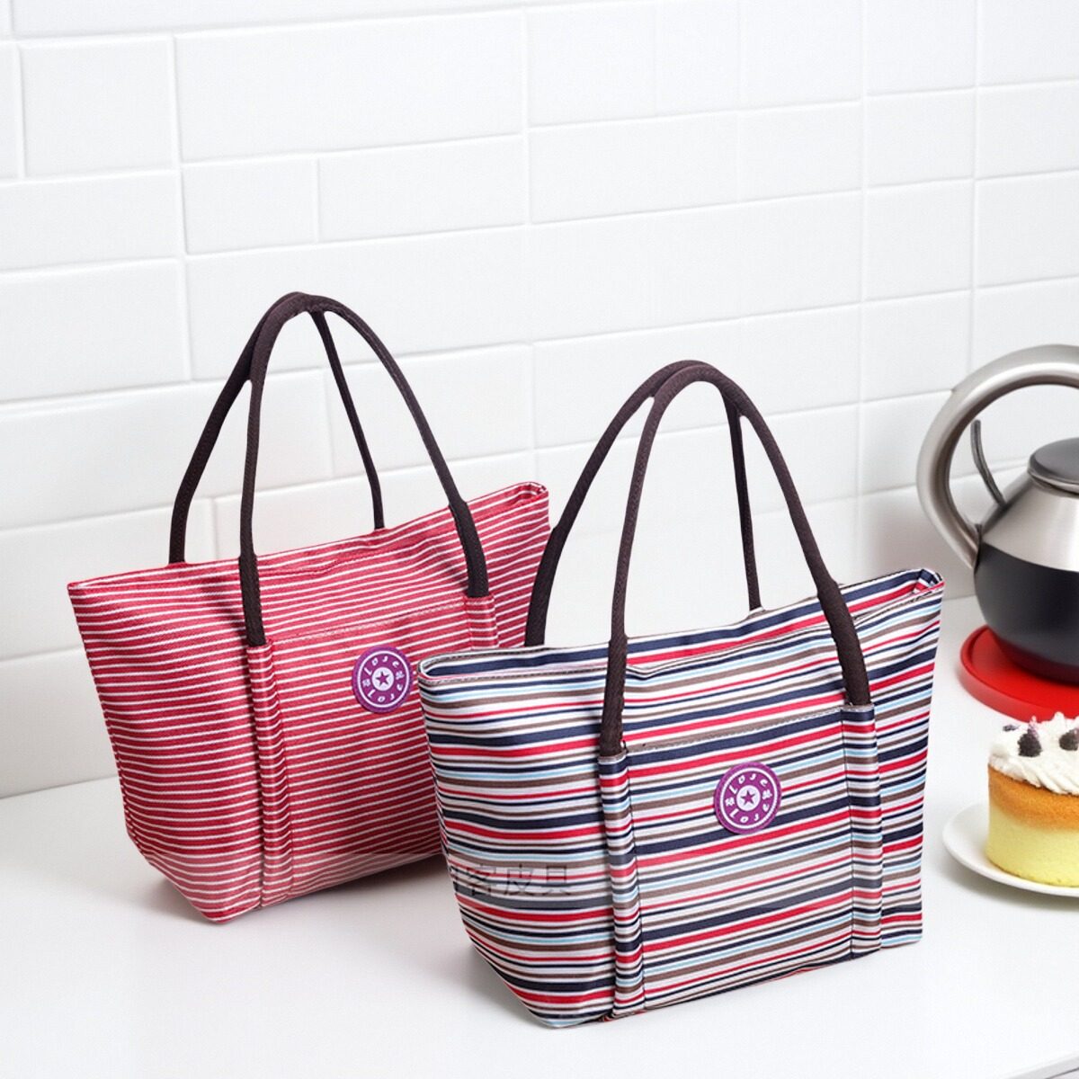 高端防水拉链上班手提条纹上班出行逛街包布包带饭学生小方包拎包,箱包皮具/热销女包/男包,时尚帆布包,淘宝优惠券,粉丝福利购,淘宝优惠卷
