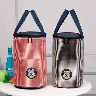 圆形保温饭盒袋卡通铝箔便当包加厚大容量学生大号手提保温桶袋子