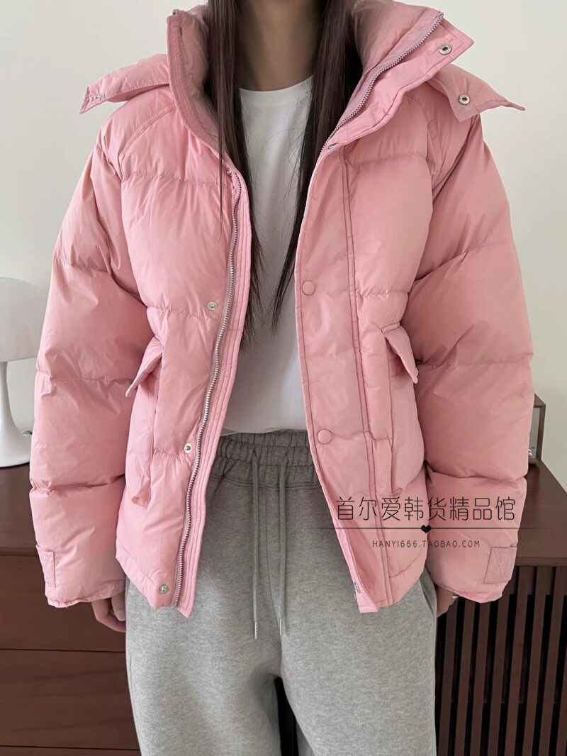 3another韩国代购直筒连帽羽绒服女 23冬季显瘦休闲宽松鸭绒外套