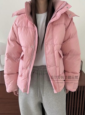3another韩国代购直筒连帽羽绒服女 23冬季显瘦休闲宽松鸭绒外套