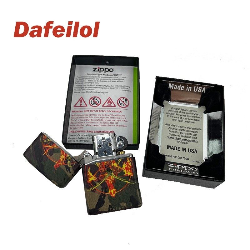 现货 Palace 21FW FLAMED ZIPPO CAMO 迷彩火焰五角星 芝宝打火机