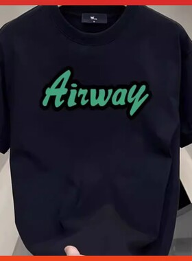 2024新款短袖t恤男生学生上衣服ins美式半袖宽松圆领线上t血印花