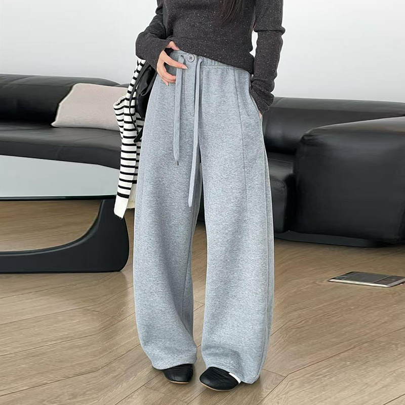 韩版新款抽绳两穿束脚裤阔腿裤