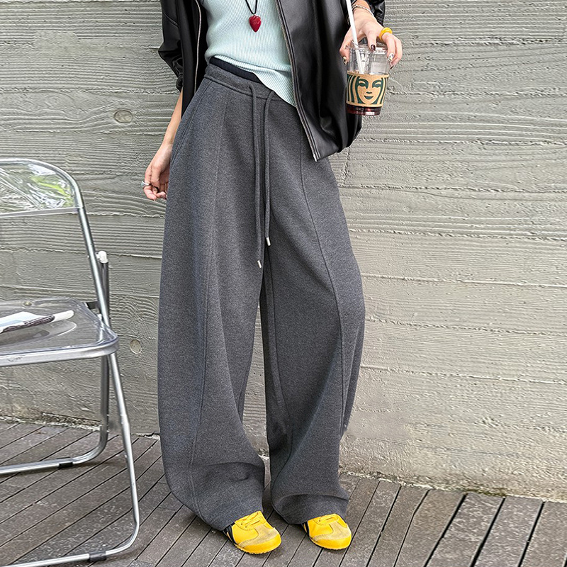 冬季加绒加厚垂感阔腿裤弯刀裤