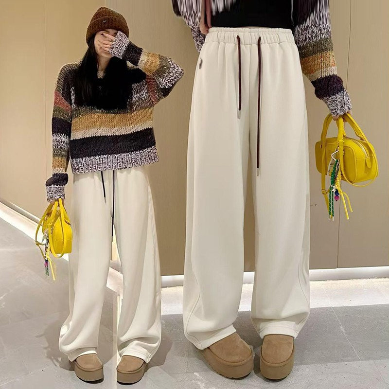 2025春秋新款宽松显瘦女士卫裤时尚百搭休闲阔腿裤黄色高腰弯刀裤,女装/女士精品,卫裤,淘宝优惠券,粉丝福利购,淘宝优惠卷