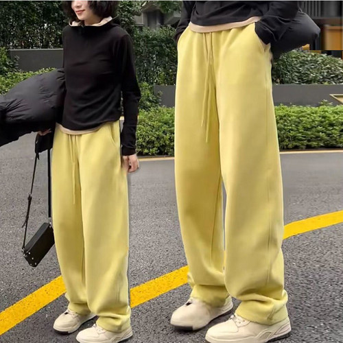 黄色加绒裤子女2025新款