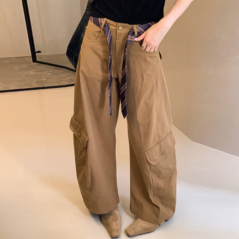 设计感口袋工装裤阔腿裤
