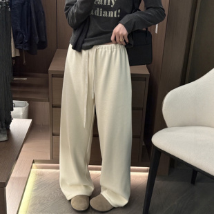 软糯松紧高腰休闲裤卫裤女薄款2026春装韩版宽松垂感阔腿裤糯米裤