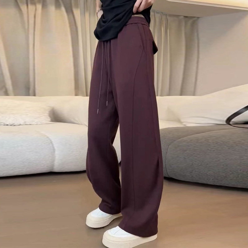 欧货复古阔腿裤女2025爆款宽松高腰显瘦香蕉裤小众休闲酒红镰刀裤,女装/女士精品,卫裤,淘宝优惠券,粉丝福利购,淘宝优惠卷