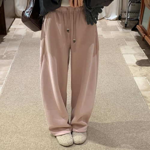 冬季加绒加厚宽松显瘦阔腿裤卫裤