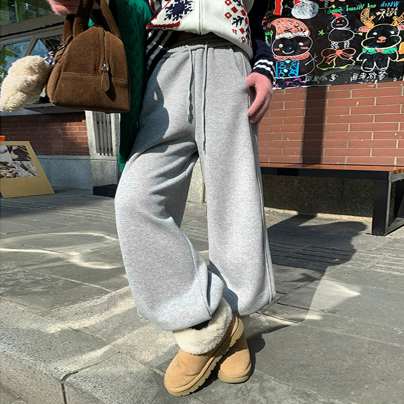 秋冬加绒加厚宽松休闲裤运动裤