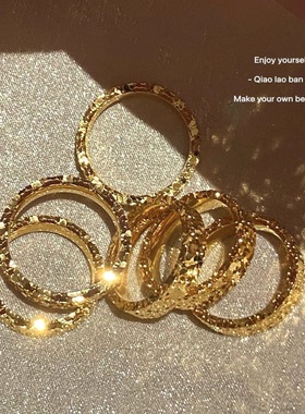 满天星细闪金色戒指女小众设计高级碎冰冰轻奢气质百搭个性食指环