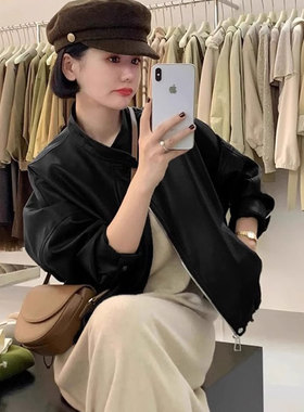 短款黑色皮衣外套女2024年新款爆款春秋夹克个性超好看小个子机车