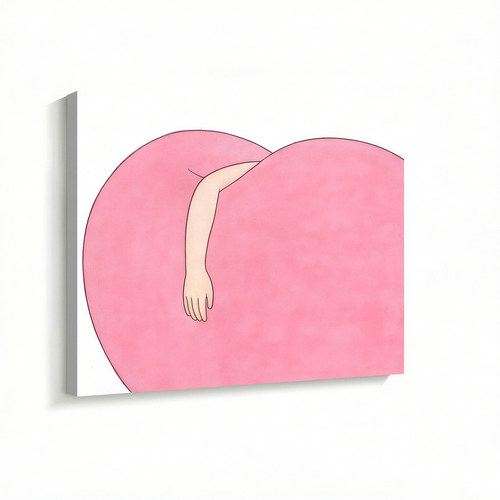 无框画Lilou纯粉爱心抱枕慵懒松弛氛围感餐厅卧室客厅装饰画挂画