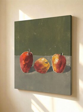 无框画Henrietta复古典苹果绿侘寂风小众艺术餐厅客厅装饰画挂画
