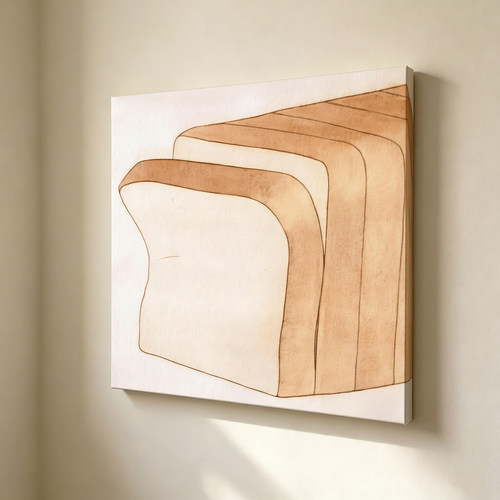 无框画Lilou切片吐司面包暖棕居家早餐餐厅卧室客厅装饰画挂画