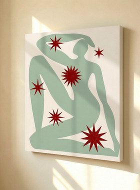 无框画KitAgar马蒂斯风抽象人体红星艺术玄关卧室客厅装饰画挂画