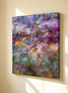 无框画Navina朦胧彩色野花丛花卉抽象复古文艺ins客厅装饰画挂画