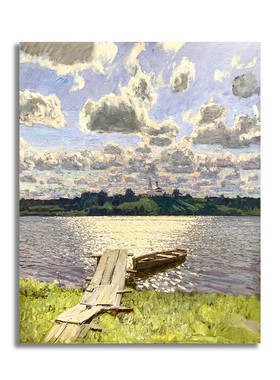 格兰维尔清新 ins 风乡村夏日湖岸木桥风景现代装饰挂画复刻版画