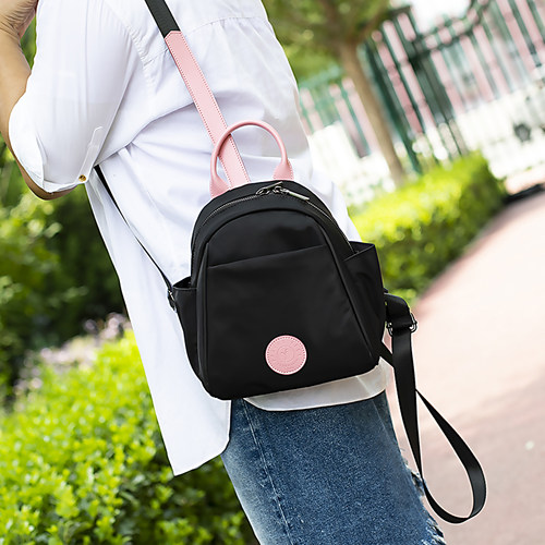 双肩包女2025新款日常通勤牛津布休闲背包轻便帆布大容量简约时尚