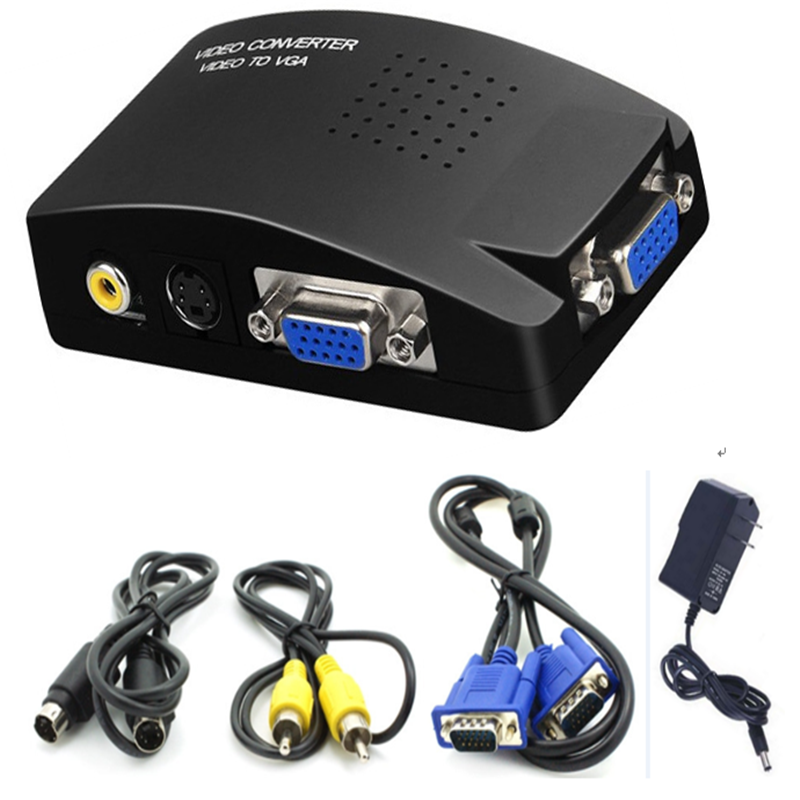 视频转换器AV转VGA显示器机顶盒监控Video-S端子转VGA电视机转换