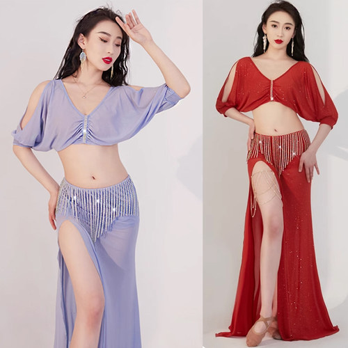 迷迭舞原创夏新款肚皮舞练功服套装闪亮性感东方舞蹈演出表演服装