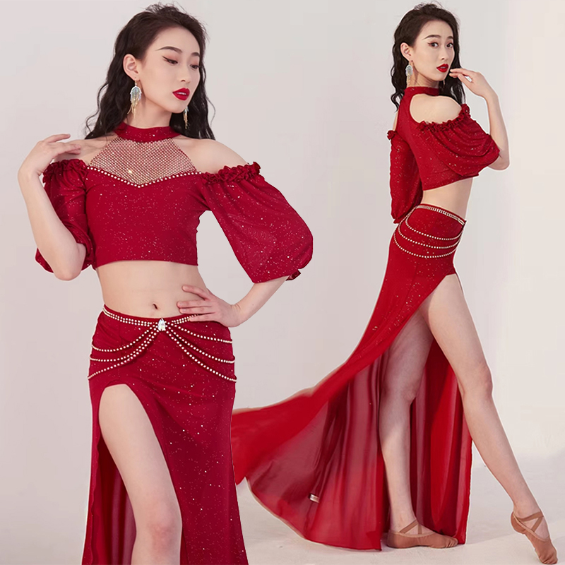 迷迭舞原创肚皮舞服装新款闪钻表演出套装东方舞蹈长裙子服饰春夏