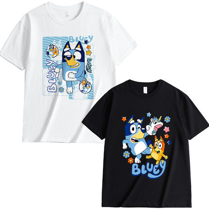 布鲁伊一家联名同款短袖T恤Bluey卡通周边童装宽松亲子纯棉衣服