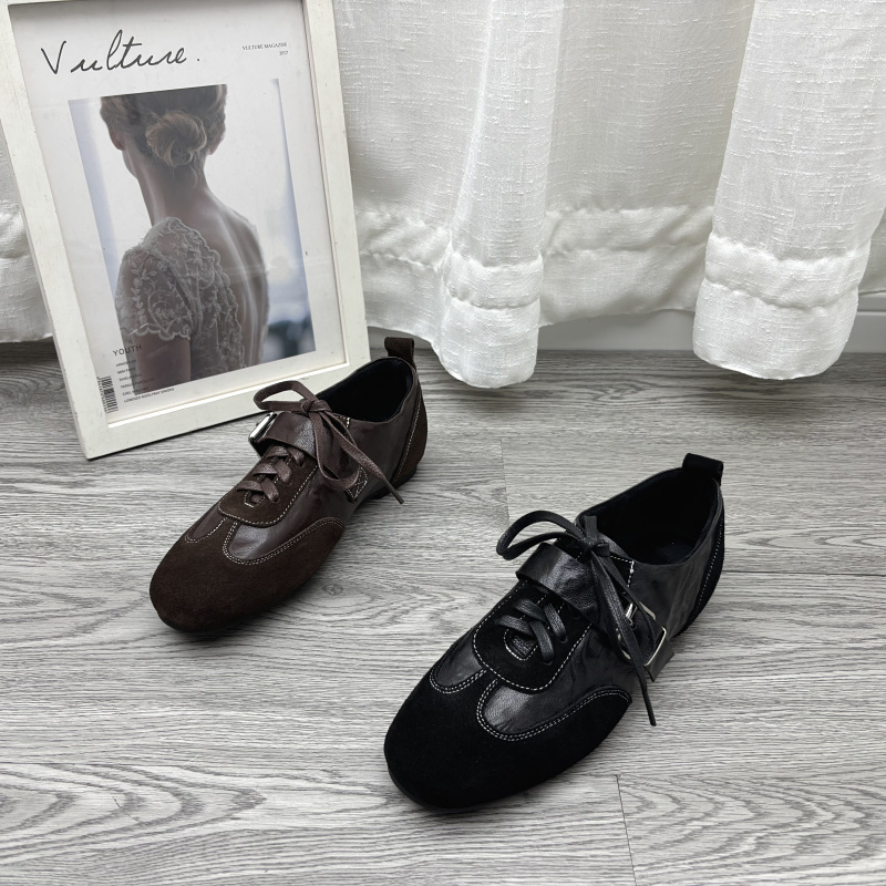 圆头真皮外贸特价复古平底舒适