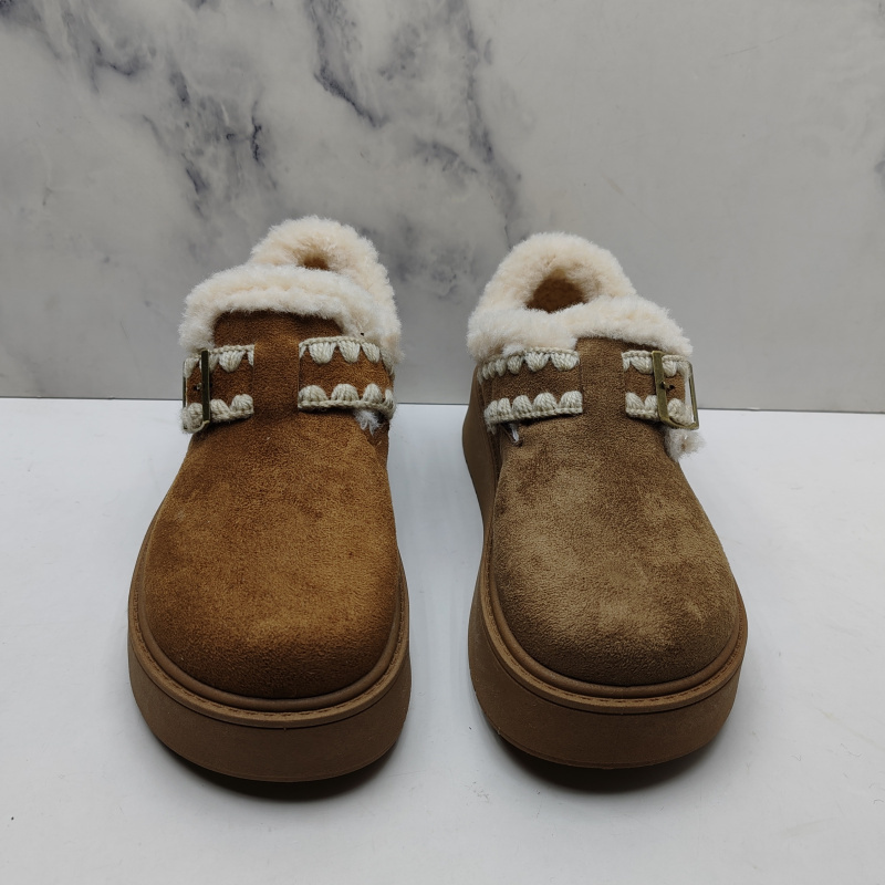 加绒保暖厚底魔术贴毛绒棉鞋