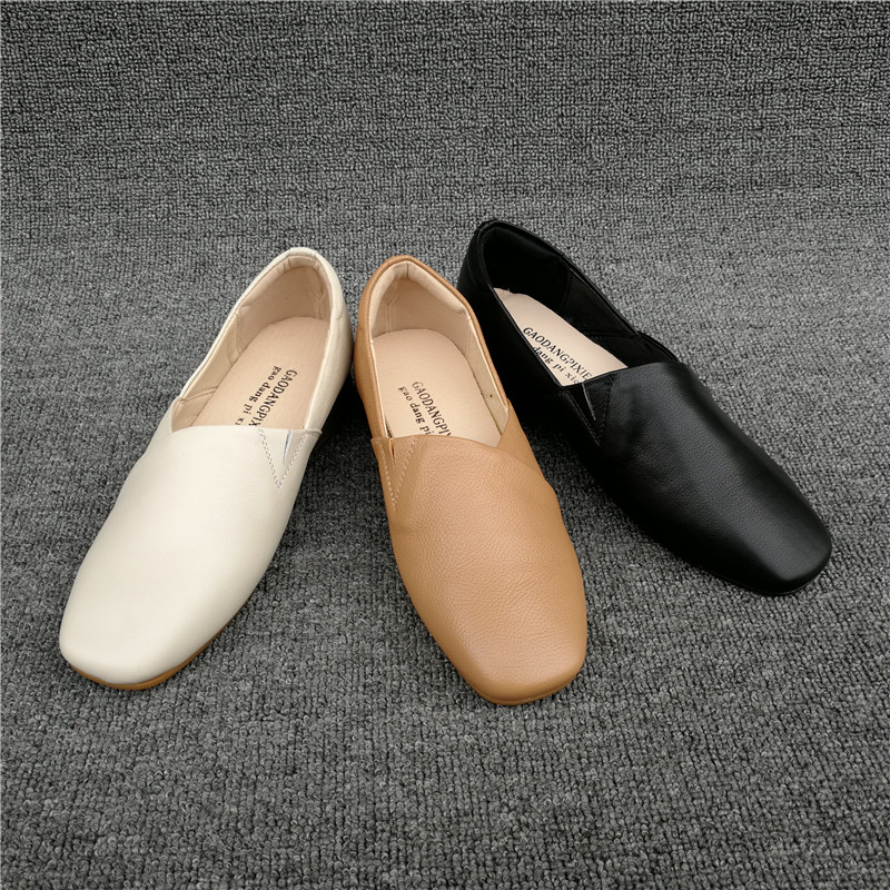 撤柜清仓牛皮深口方头休闲单鞋