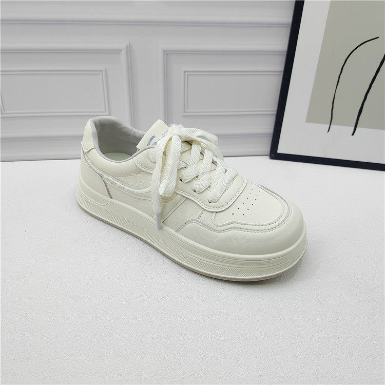 外贸撤柜休闲风厚底小白鞋女系带圆头平底板鞋百搭增高舒适女鞋,女鞋,休闲板鞋,淘宝优惠券,粉丝福利购,淘宝优惠卷
