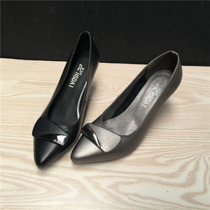 新款断码清仓春季真皮舒适女鞋头层牛皮高跟软底休闲女单鞋