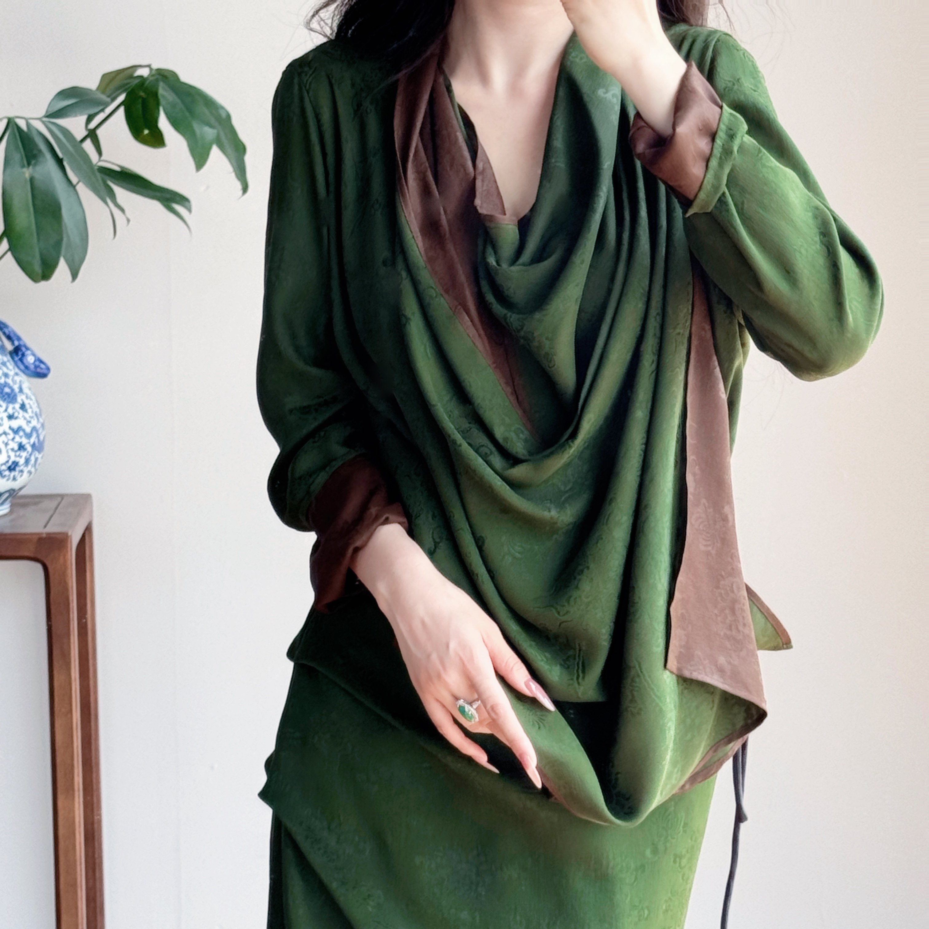 起源学新中式复古禅意风上衣套装