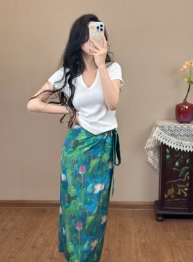 深V修身气质显瘦短袖性感弹力高级感T恤白色打底衫百搭纯色半袖女